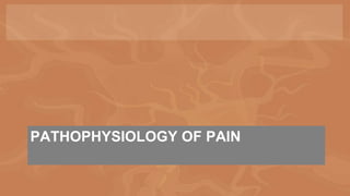 PATHOPHYSIOLOGY OF PAIN
 