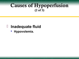 Causes of Hypoperfusion
                   (2 of 3)




 Inadequate fluid
   Hypovolemia.
 