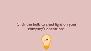 Click the bulb to shed light on your
company’s operations.
 