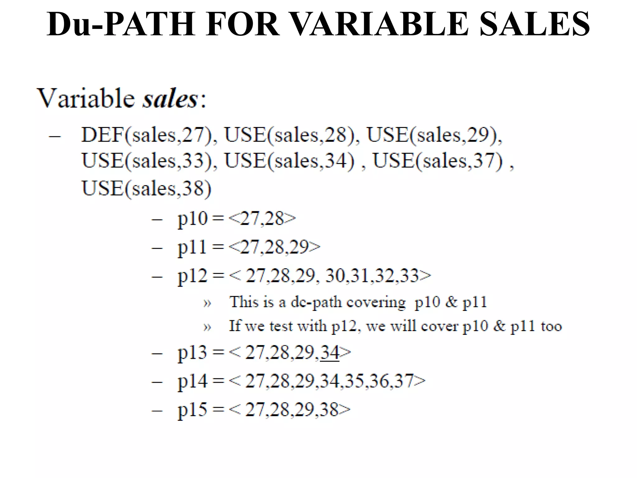 Du-PATH FOR VARIABLE SALES
 