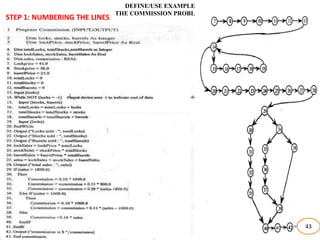 DEFINE/USE EXAMPLE
THE COMMISSION PROBLEM
STEP 1: NUMBERING THE LINES
43
 