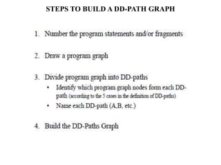 STEPS TO BUILD A DD-PATH GRAPH
 