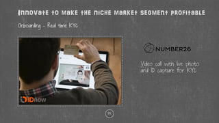 21
Innovate to make the niche market segment profitable
Video call with live photo
and ID capture for KYC
Onboarding – Real time KYC
 