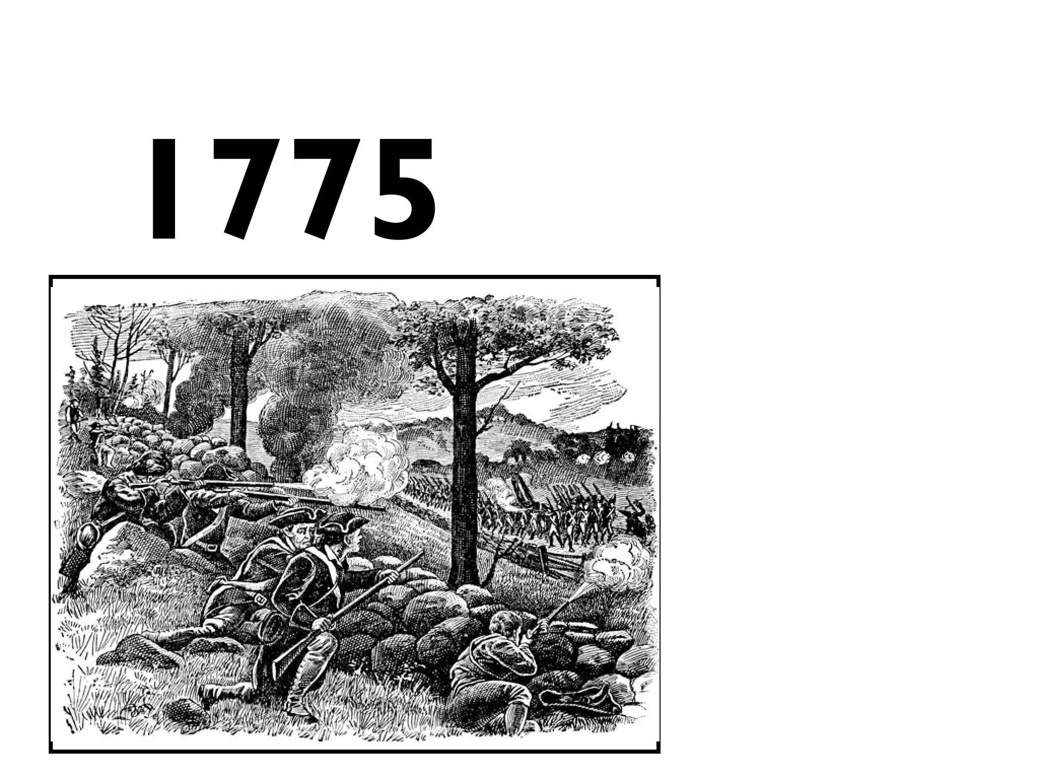 1775
Lexington & Concord
*Colonial militia chase British troops back
to Boston
*15,000 American troops surround Boston
army
 