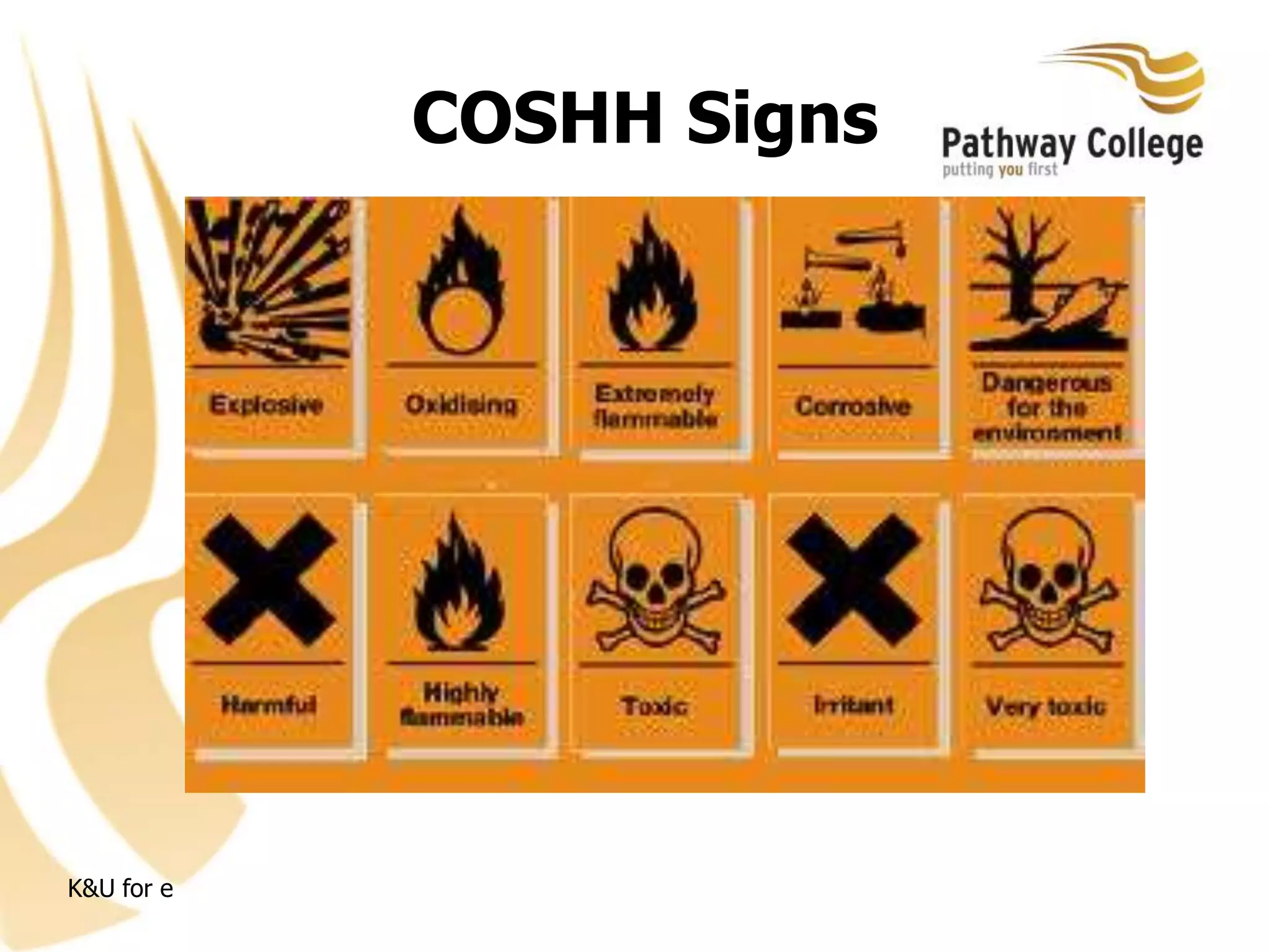COSHH Signs
K&U for e
 