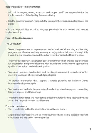 Pathway Group Quality Assurance Policy | PDF