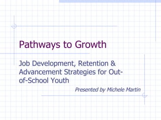 Pathways to Growth Job Development, Retention & Advancement Strategies for Out-of-School Youth Presented by Michele Martin 
