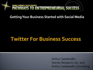 Getting Your Business Started with Social Media Arthur Catalanello -  Harvey Research, Inc. and Arthur Catalanello Consulting Breakout Session 1 – Social Media Basic Series: Twitter For Business Success 