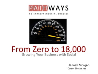 From Zero to 18,000Growing Your Business with Social
Hannah Morgan
Career Sherpa.net
 
