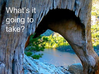 What’s it
going to
take?
 