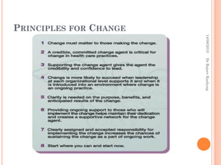 PRINCIPLES FOR CHANGE

14/08/2010
Dr Rajeev Kashyap

 