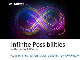 Infinite Possibilities
with the CA ARCserve
                   ®




COMPLETE PROTECTION TODAY. DESIGNED FOR TOMORROW.
 