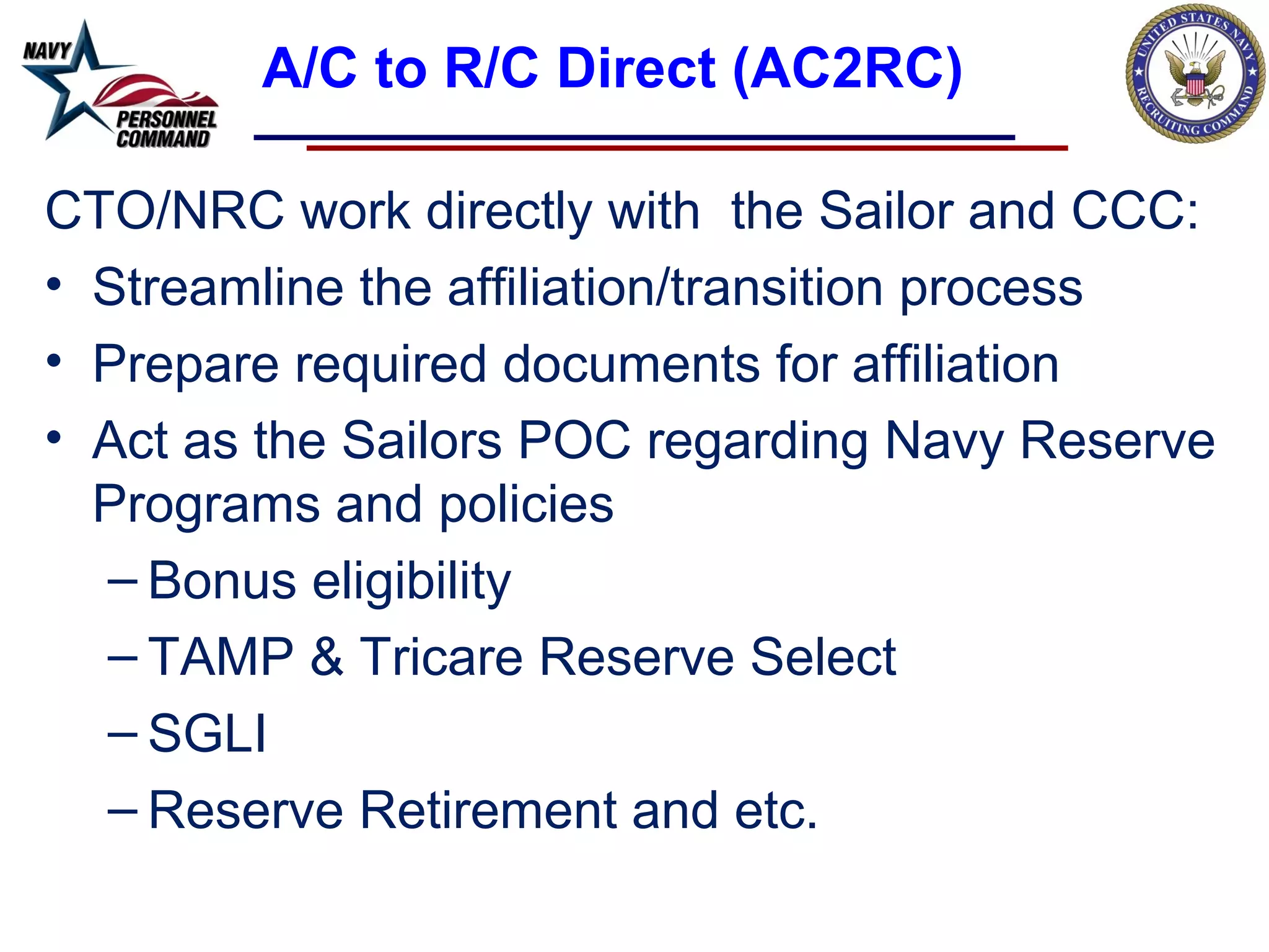 Navy Rac Pathway to the navy reserves | PPT