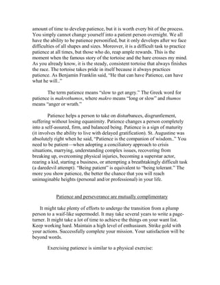 Patience First Doctors Notes Patience | PDF