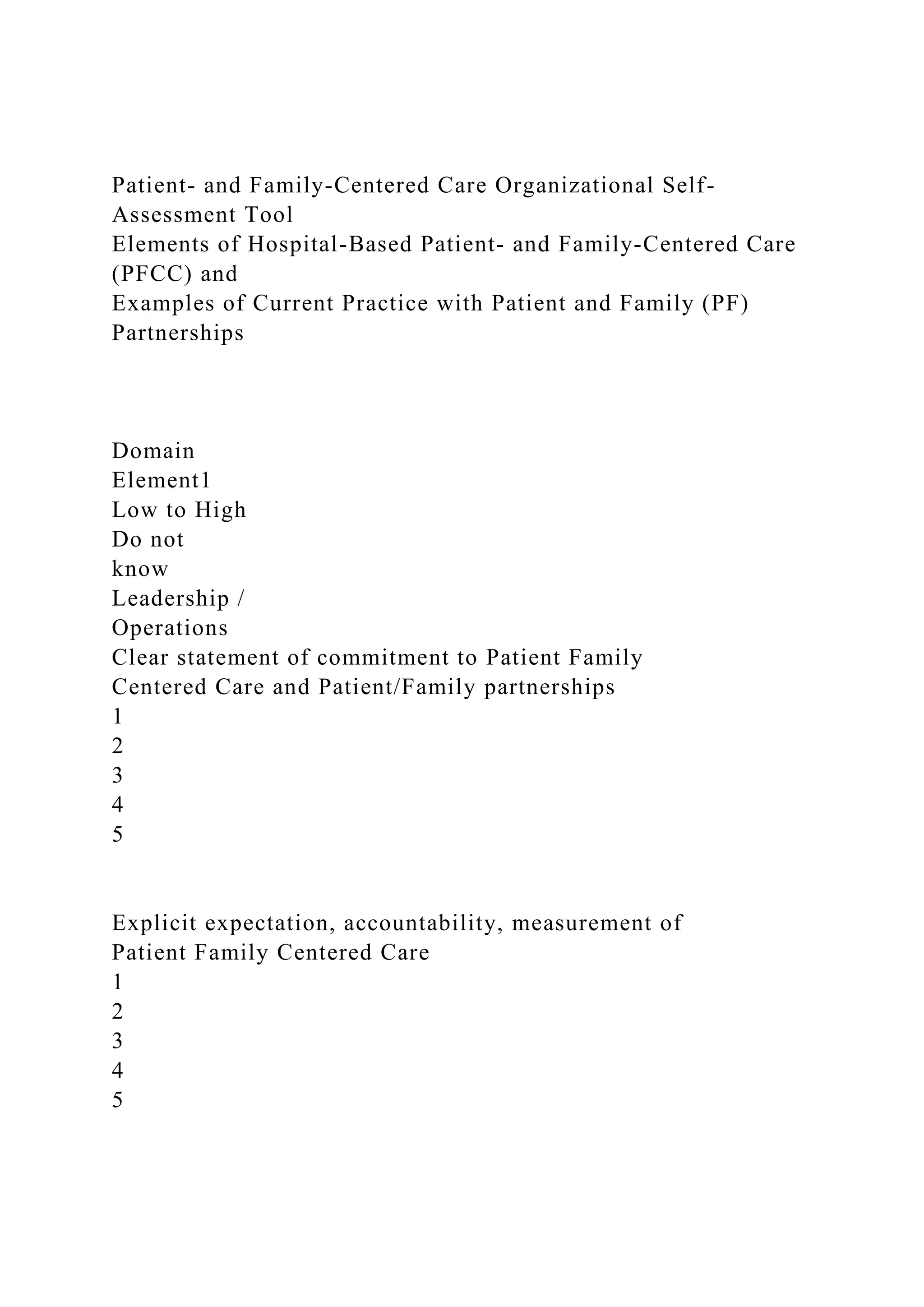 Pfc Matrix Sample Patient- and Family-Centered Care Organizational Self-Assessment T.docx
