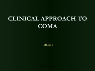 CLINICAL APPROACH TO
        COMA

           M6 unit




        www.similima.com   1
 