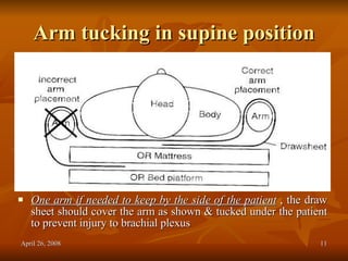Knowledge Check: When the patient is in the supine position with the arms  at the sides, where should you tuck the draw sheet?…