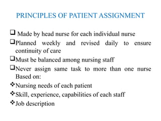 Comprehensive Overview of Patient Assignment Methods in Nursing Care | PPTX