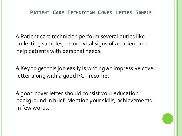 patient care tech cover letter