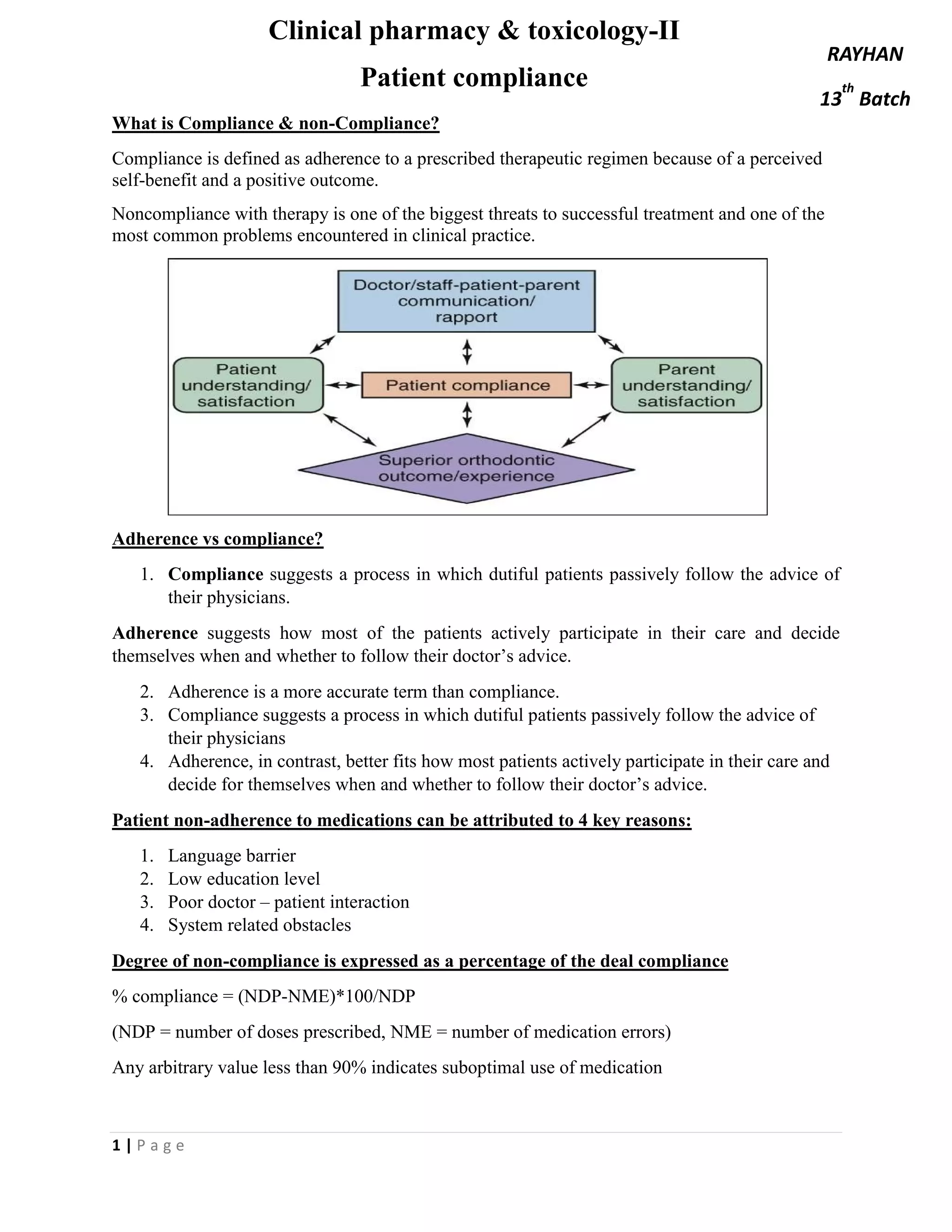 Patient compliance Pdf | PDF