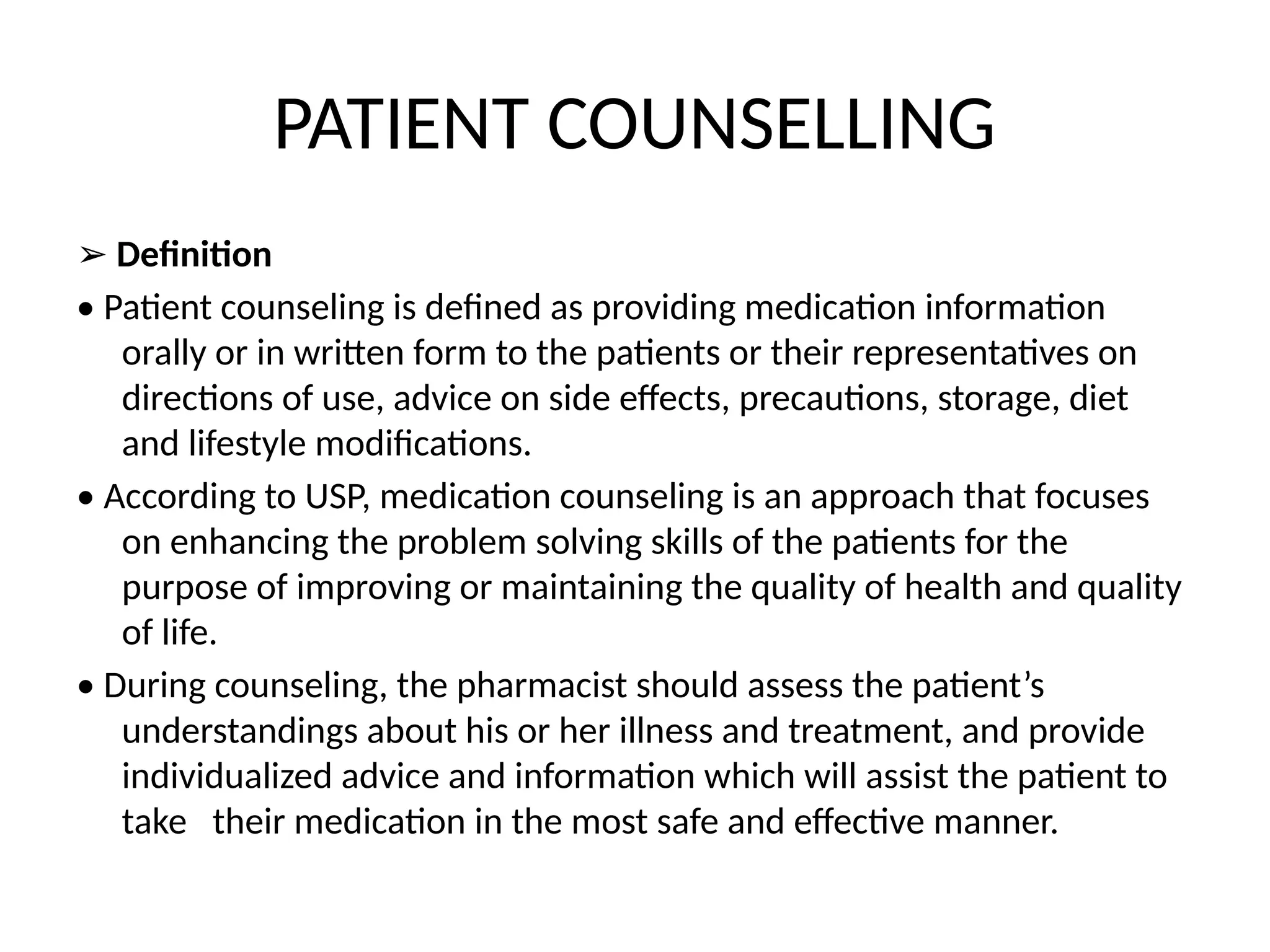 PATIENT COUNSELLING PPT chapter one.pptx