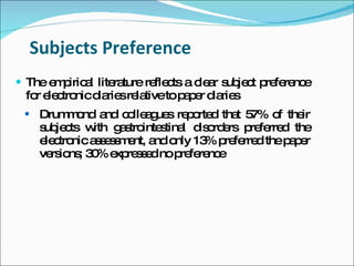 Subjects Preference
 The e p a lite ture re c a c a s je t p fe nc
       m iric l ra      fle ts le r ub c re re e
 fo e c nicd rie re tivetop p r d rie
   r le tro ia s la        a e ia s
  Drum o a c lle g s re o d tha 5
       m nd nd o a ue p rte     t 7% o the
                                      f   ir
   s je ts w g s inte tina d o e p fe d the
    ub c    ith a tro s l is rd rs re rre
   e c nic a s s m nt, a o 13 p fe d thep p r
    le tro  s e s e nd nly % re rre       ae
   ve io ; 3 % e re s dnop fe nc
     rs ns 0 xp s e       re re e
 