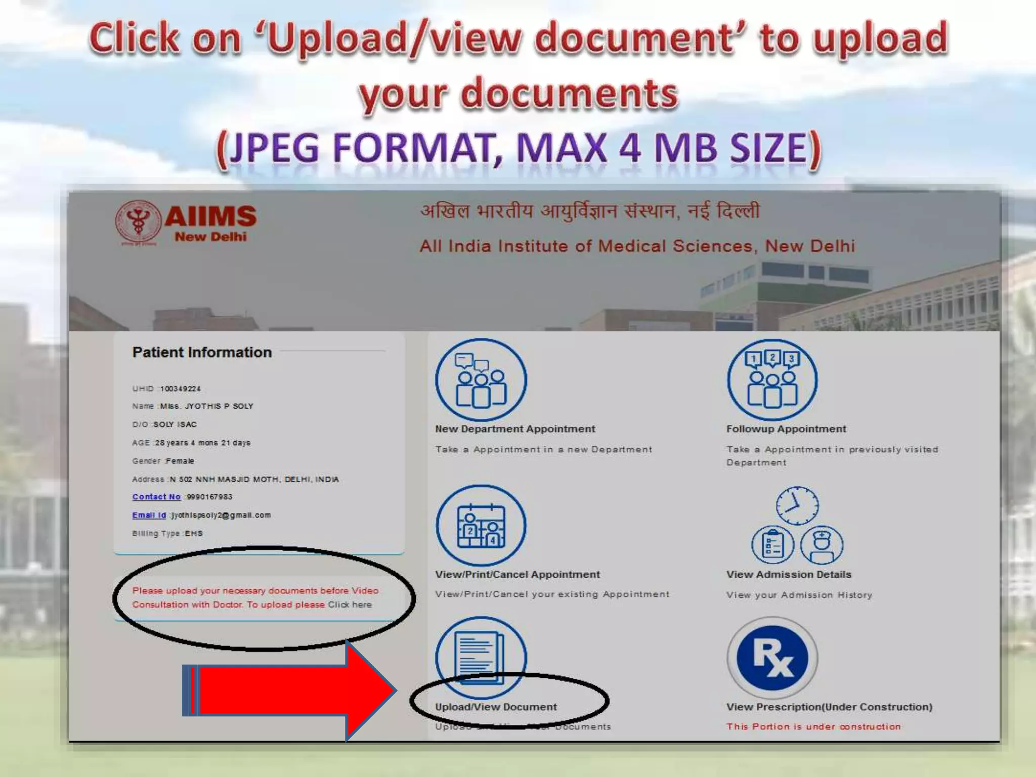 Patient guide for AIIMS video consults