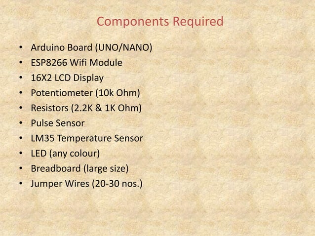 Patient Health Monitoring System Using Arduino & ESP8266 | PPTX ...
