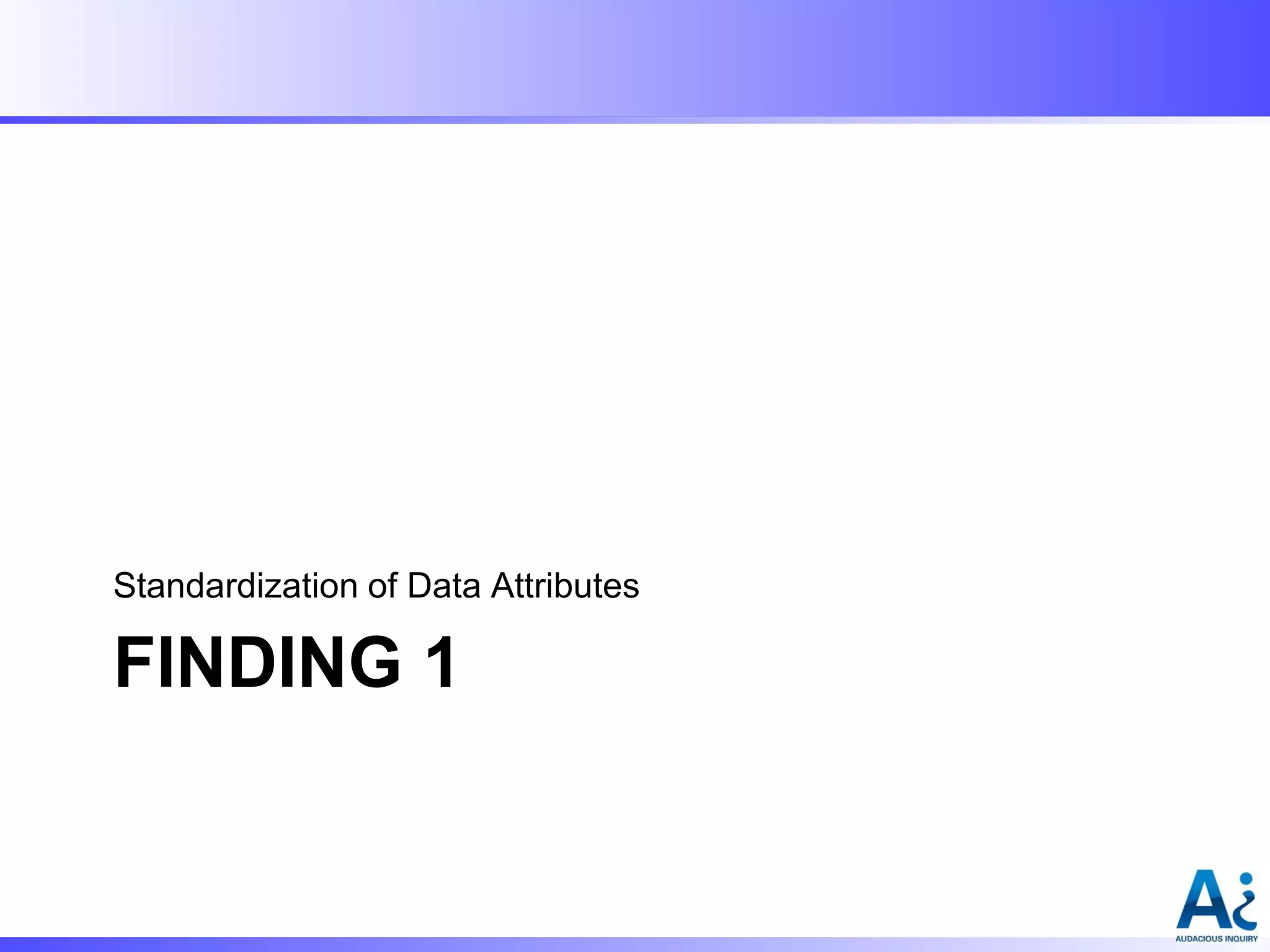 Standardization of Data Attributes

FINDING 1

 