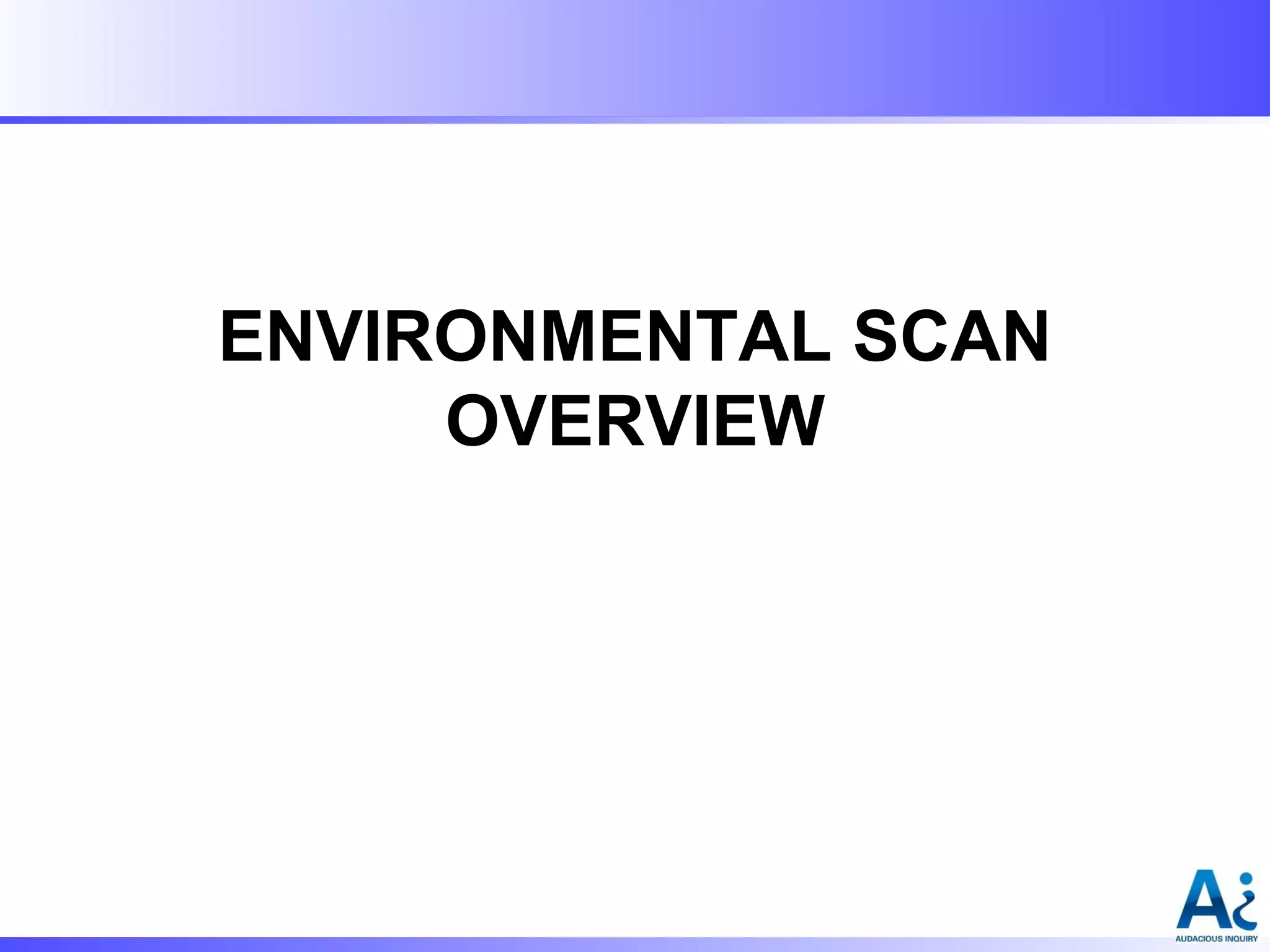 ENVIRONMENTAL SCAN
OVERVIEW

 