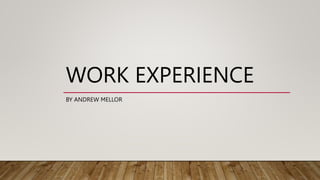 WORK EXPERIENCE
BY ANDREW MELLOR
 