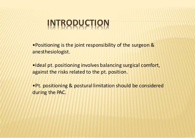 Patient Position And Anesthesia