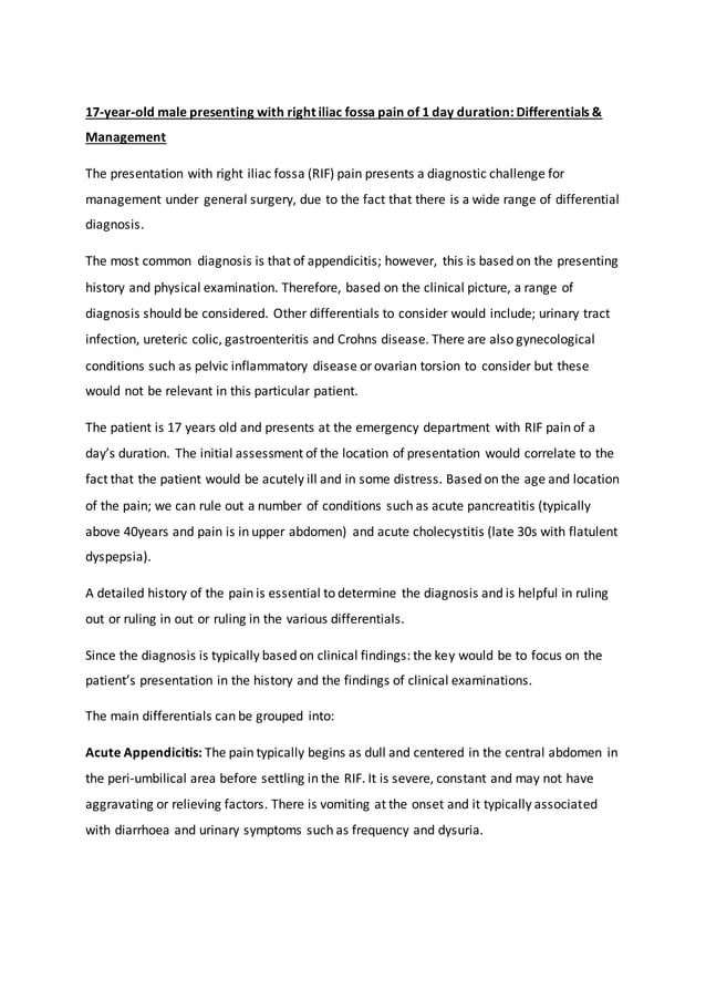 Patient with Right Iliac Fossa Pain Differentials & management PDF