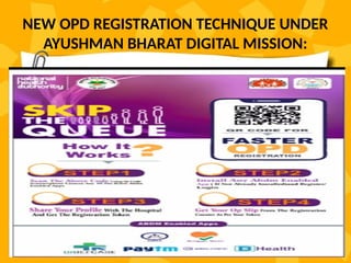 NEW OPD REGISTRATION TECHNIQUE UNDER
AYUSHMAN BHARAT DIGITAL MISSION:
 