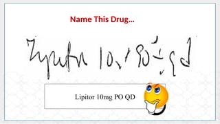 Lipitor 10mg PO QD
Name This Drug…
 
