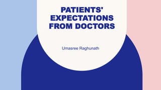 PATIENTS'
EXPECTATIONS
FROM DOCTORS
Umasree Raghunath
 