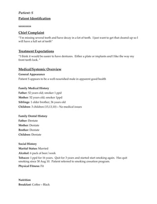 Dental Treatment Problem List - Patient SM | PDF