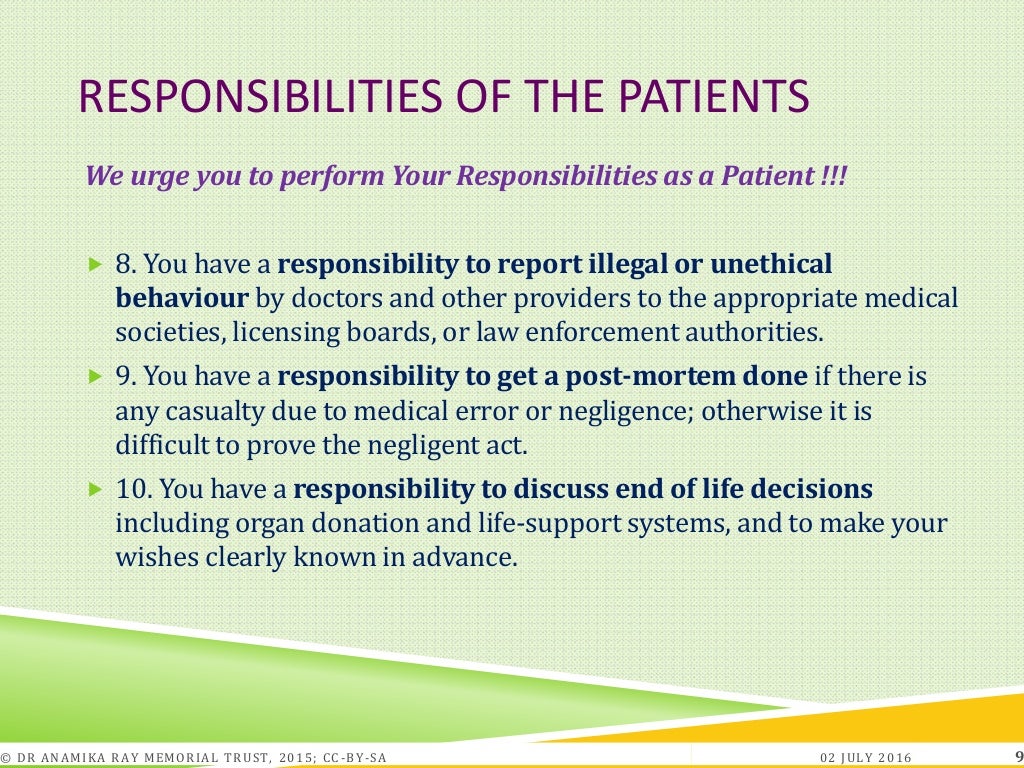 Patients' rights and responsibilities