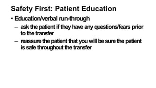 Training Module For Patient Transfer patient transfer.pptx nursing managemnet | PPTX