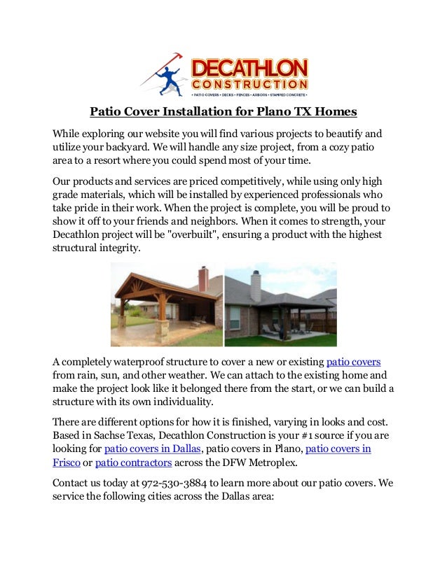 Patio Cover Installation For Plano Tx Homes