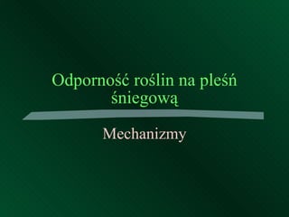 Odporność roślin na pleśń śniegową Mechanizmy 