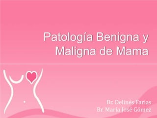 Patología Benigna y
Maligna de Mama
Br. Delinés Farias
Br. María José Gómez
 