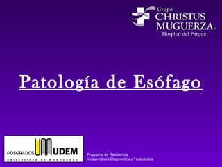 Hospital del Parque
Patología de Esófago
Programa de Residencia
Imagenología Diagnóstica y Terapéutica
 