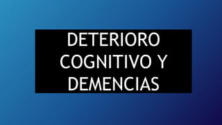 TEMARIO 
• INTRODUCCIÓN: EL PACIENTE GERIÁTRICO 
• ARTERIOESCLEROSIS Y ATEROESCLEROSIS 
• DIABETES MELLITUS 
• DEMENCIA CO...