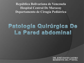 República Bolivariana de Venezuela
   Hospital Central De Maracay
Departamento de Cirugía Pediátrica




                        DR. JOSÉ DAVID CASTRO
                        RESIDENTE DE 1ER NIVEL
 