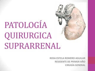 PATOLOGÍA
QUIRURGICA
SUPRARRENAL
        ROSA ESTELA ROMERO AGUILAR
           RESIDENTE DE PRIMER AÑO
                    CIRUGÍA GENERAL
 