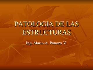 PATOLOGIA DE LAS ESTRUCTURAS Ing. Mario A. Panozo V. 