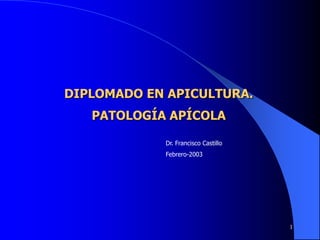 1 DIPLOMADO EN APICULTURA.PATOLOGÍA APÍCOLA Dr. Francisco Castillo Febrero-2003 