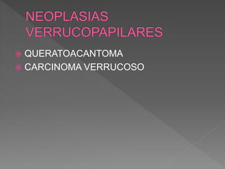  QUERATOACANTOMA
 CARCINOMA VERRUCOSO
 