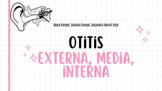 Externa, media,
interna
Otitis
Maya Rangel, Daniela Rangel, Alejandra Mariel Ceja
 